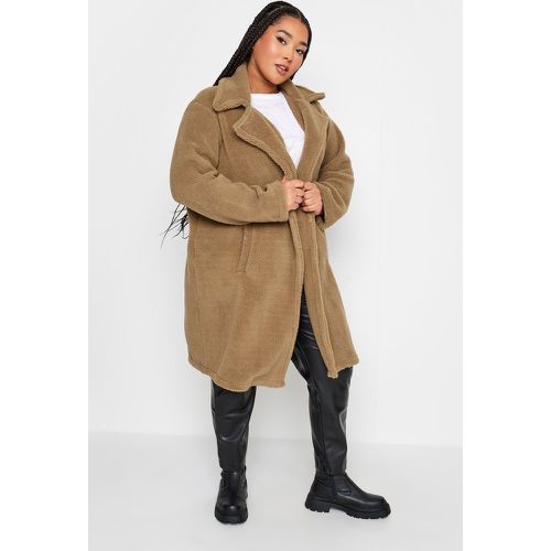 Manteau Beige Midi Fausse Fourrure , Grande Taille & Courbes - Yours - Modalova