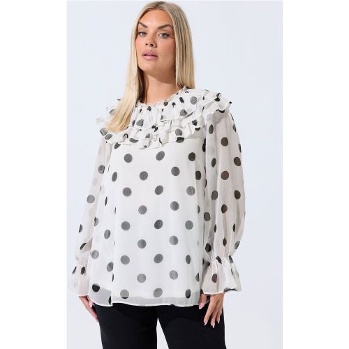 Blouse Blanche À Pois Et Col Volanté Size 42 - Limited Collection - Modalova