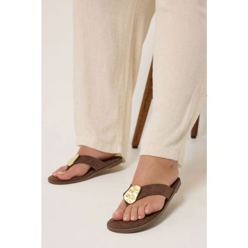 Sandales Extralarges À Disques Martelés Chocolatsize 37EEE - Yours - Modalova