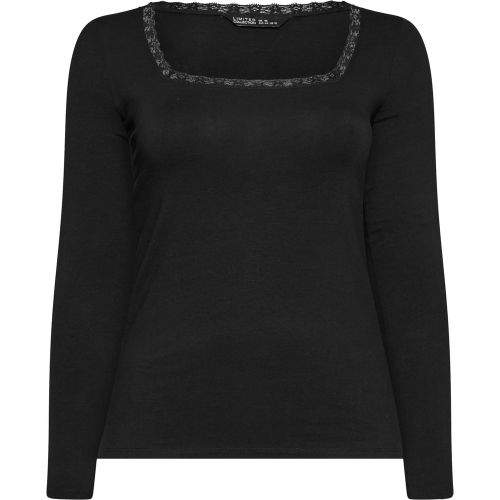 Top Noir À Manches Longues Bordé De Dentelle Size 46 - Limited Collection - Modalova