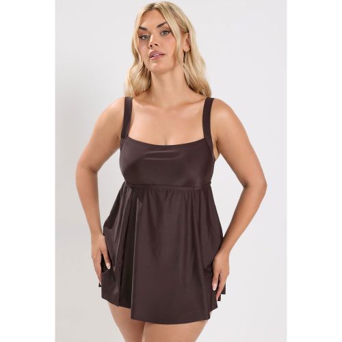 Maillot De Bain Robe Marron Chocolat À Décolleté Carré Size 42 - Yours - Modalova