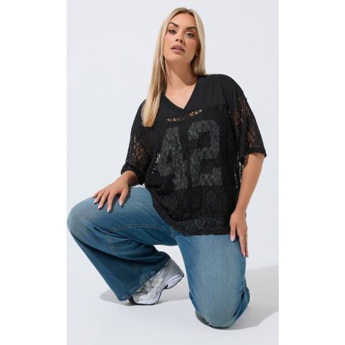 Tshirt Noir En Dentelle À Col En V Size 46 - Limited Collection - Modalova