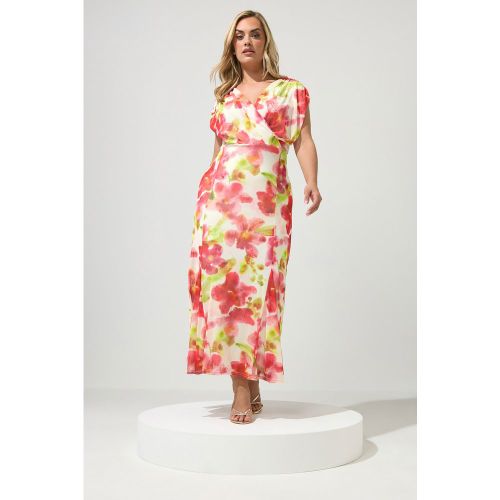 Robe Cachecœur À Godets En Mesh Blanc À Fleurs Size 48 - Yours London - Modalova