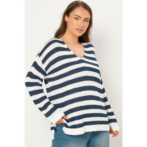 Pull En Maille Bleu Marine Et Blanc Rayé Size 50-52 - Yours - Modalova