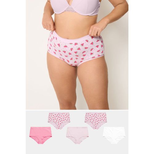 Lot De 5 Culottes Couvrantes Rose/Imprimé Pastèque Size 46-48 - Yours - Modalova