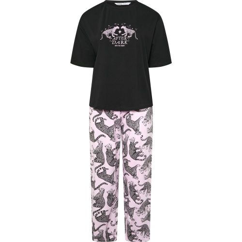 Ensemble De Pyjama Large Noir À Imprimé Léopard Size 38-40 - Yours - Modalova