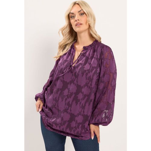 Blouse Violette À Fleurs Avec Col Volanté Size 40 - Yours - Modalova