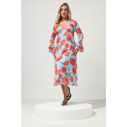 Robe En Mesh Bleu Clair À Fleurs Size 54-56 - Yours London - Modalova
