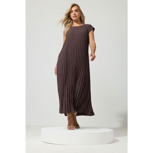 Robe Longue Plissée Marron Chocolat Size 44 - Yours London - Modalova