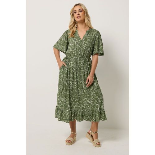 Robe Milongue Vert Kaki À Fleurs Size 42 - Yours - Modalova