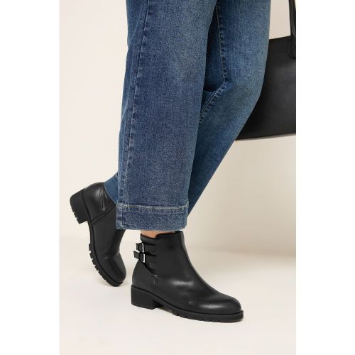 Bottines Chelsea Noires En Similicuir À Double Boucle, Coupe Large Esize 43E - Yours - Modalova