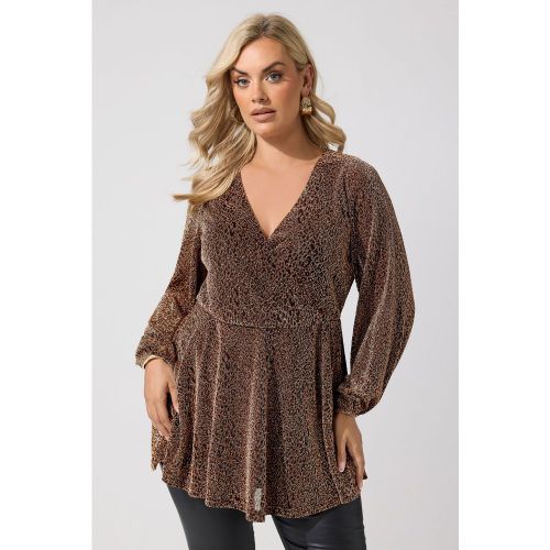 Top Cachecœur Marron À Imprimé Léopard Métallisé Size 44 - Yours London - Modalova