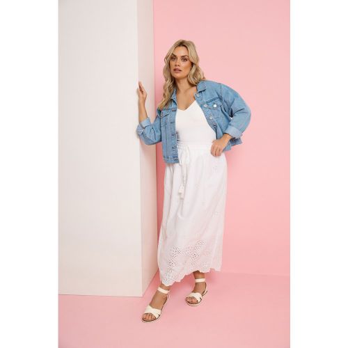 Jupe Longue En Broderie Anglaise Blanche Size 54-56 - Yours - Modalova