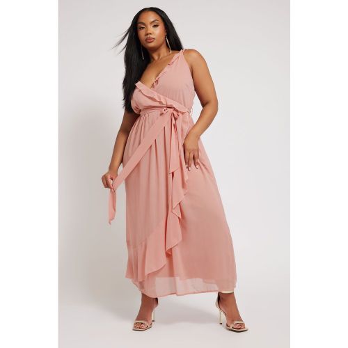 Robe Rose Volantée Demoiselle D'honneur Size 46 - Yours London - Modalova