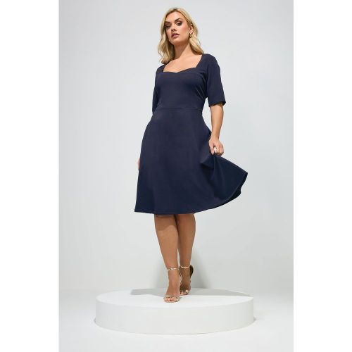 Robe Patineuse Bleue Marine À Empiècements Size 42 - Yours London - Modalova