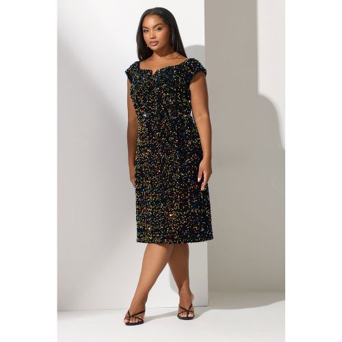 Robe Bardot En Velours Noir À Sequins Size 46 - Yours London - Modalova