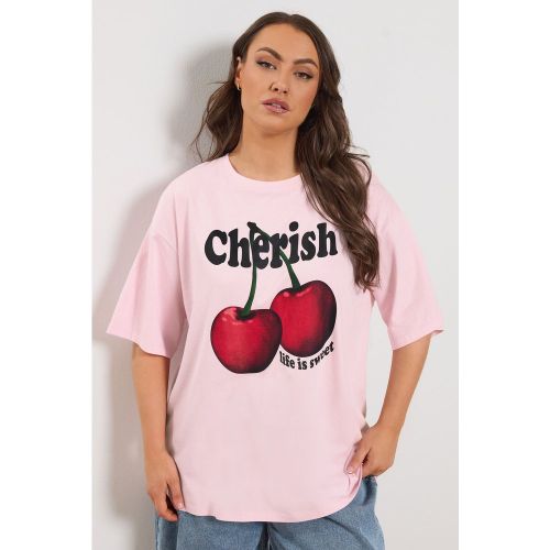 Tshirt À Slogan Cerise « Cherish » Rose Size 46 - Yours - Modalova