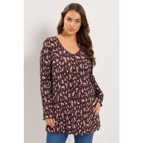 Plus Size Chocolate Ditsy Floral Tunic Top Size 46 - Yours - Modalova