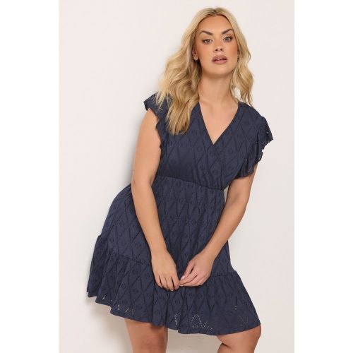 Robe Cachecœur Bleu Marine En Maille Pointelle Size 58-60 - Yours - Modalova