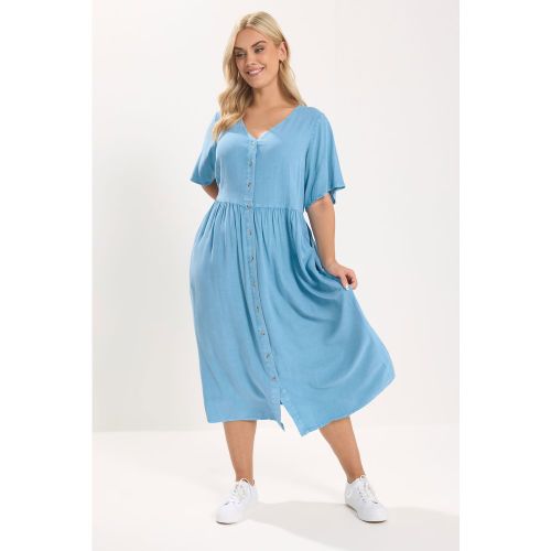 Robe Longue En Chambray Bleu Size 44 - Yours - Modalova