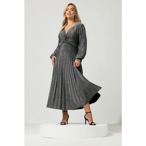 Plus Size Black Metallic Knot Pleated Maxi Dress Size 58-60 - Yours London - Modalova