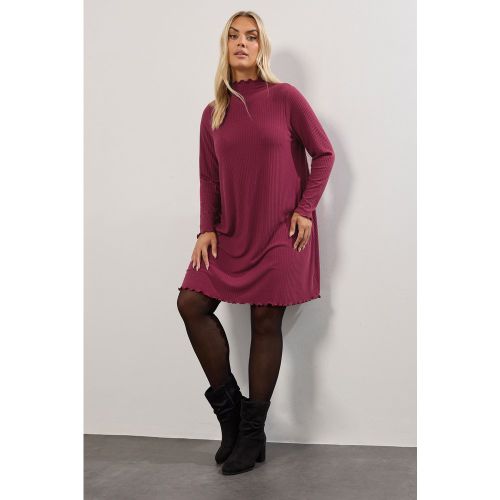 Robe Tunique Rose À Bords Ondulés Size 46 - Yours - Modalova