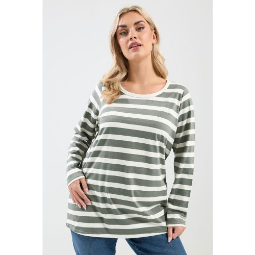 Tshirt À Rayures Vert Sauge À Manches Longues Size 62-64 - Yours - Modalova