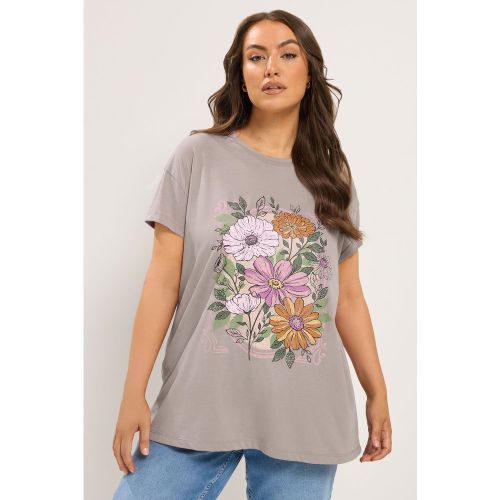 Tshirt Marron Moka À Fleurs Cloutées Size 66-68 - Yours - Modalova