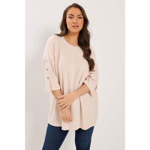 Top Côtelé Doux À Manches Boutonnées Rose Size 58-60 - Yours - Modalova