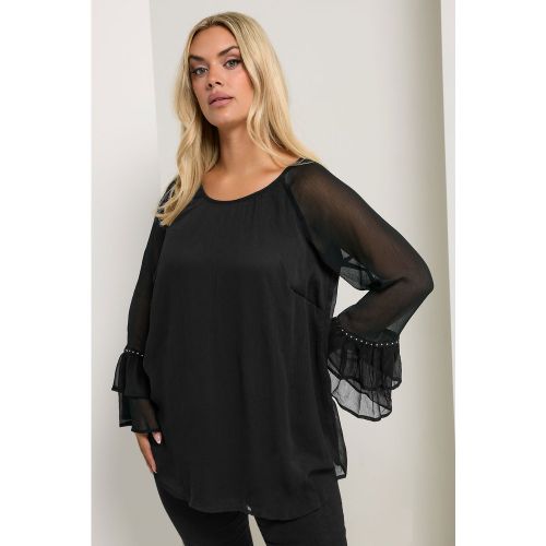 Haut Noir À Manches Volantées Et Clous Size 42 - Yours - Modalova