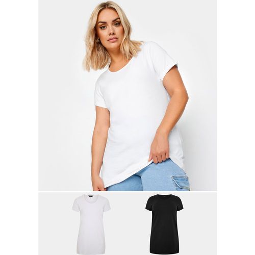 Lot De 2 Tshirts Longs & Noir Manches Courtes , Grande Taille & Courbes - Yours - Modalova