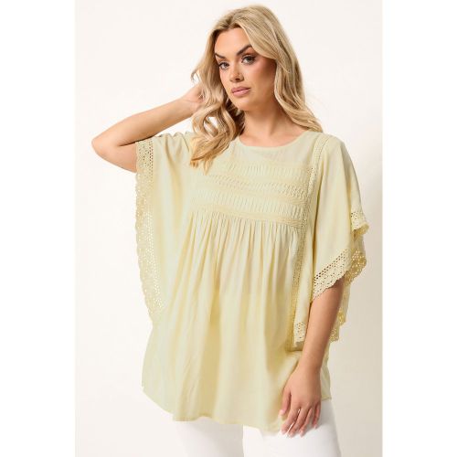 Blouse Jaune En Crochet À Manches Drapées Size 40 - Yours - Modalova