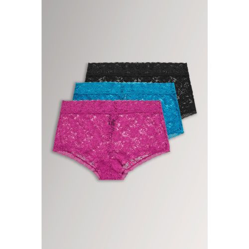 Lot De 3 Shorty Dentelle Rose Bleu & Noir Size 58-60 - Yours - Modalova