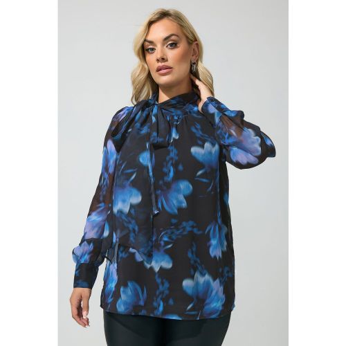 Blouse Bleue À Motif Floral Flou Avec Nœud Size 44 - Yours London - Modalova
