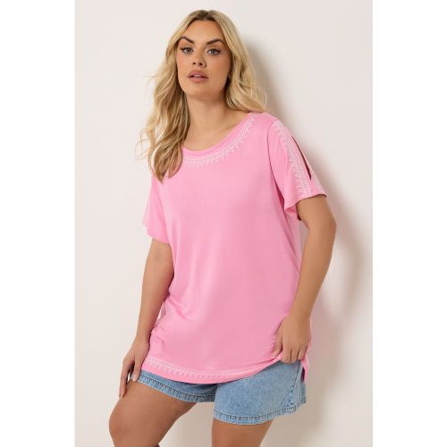 Tshirt Rose Brodé À Épaules Dénudées Size 42 - Yours - Modalova