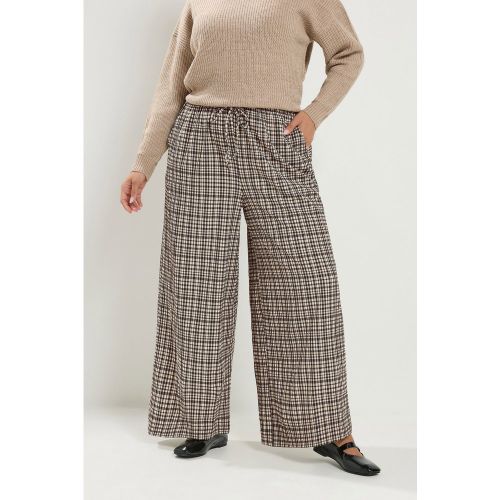 Pantalon Large Gris À Carreaux Vichy Texturé Size Short > 50-52 - Yours - Modalova