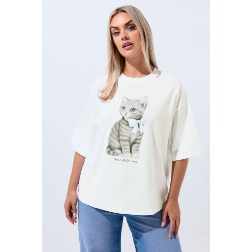 Tshirt Graphique Chat Blanc « Too Cute To Care » Size 48 - Limited Collection - Modalova