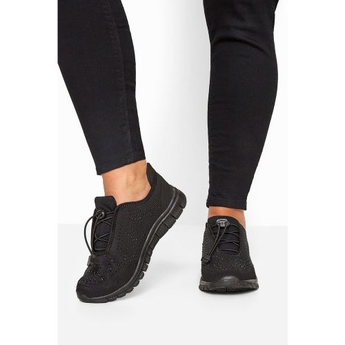 Baskets Noires Empiècement Strass Pieds Larges Eeesize 39E - Yours - Modalova