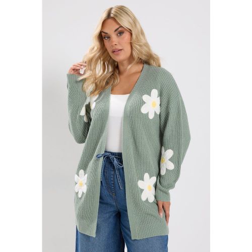 Cardigan Milong Vert Sauge À Fleurs 3D Size 42-44 - Yours - Modalova