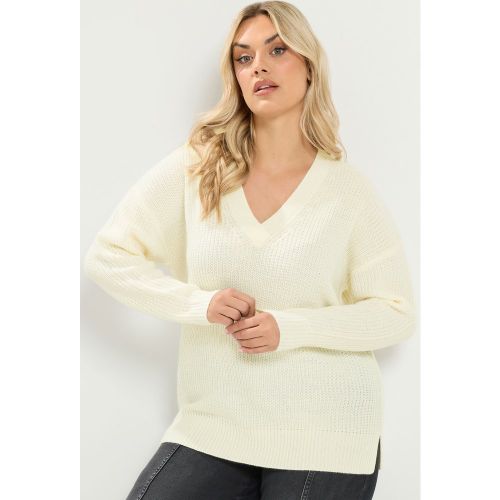 Pull Ivoire En Maille À Col En V Size 50-52 - Yours - Modalova