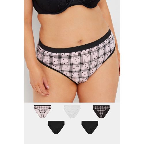 Lot De 5 Culottes Hautes À Carreaux Noirs Et Roses Size 62-64 - Yours - Modalova