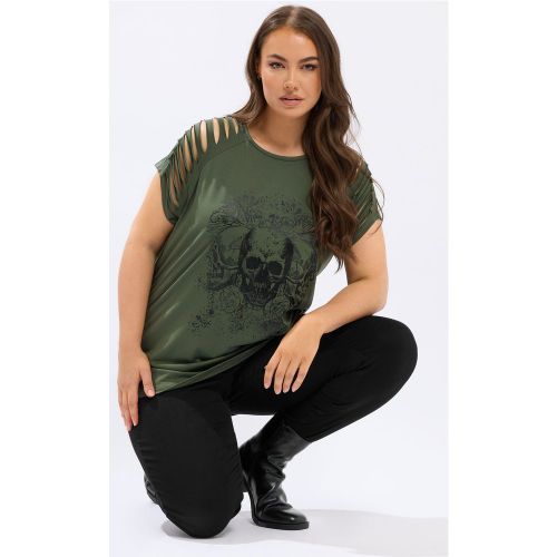 Haut Vert Kaki À Découpes Tête De Mort Size 48 - Yours - Modalova