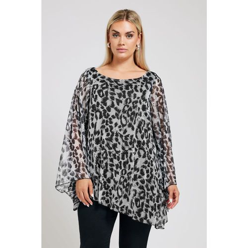 Curve Grey Leopard Print Asymmetrical Blouse, Grande Taille & Courbes - Yours London - Modalova