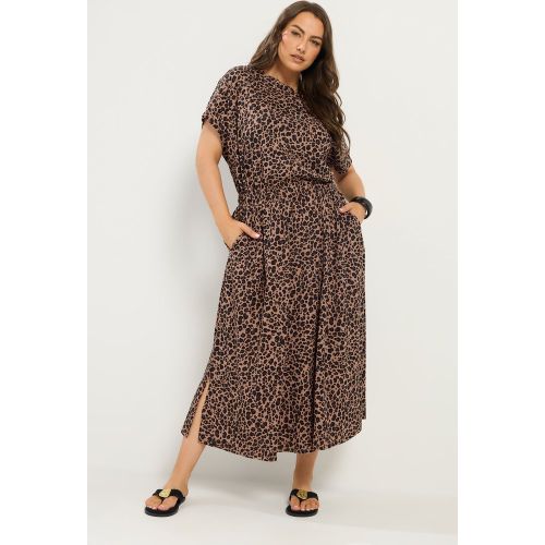 Robe Longue Marron À Imprimé Léopard Size 48 - Yours - Modalova