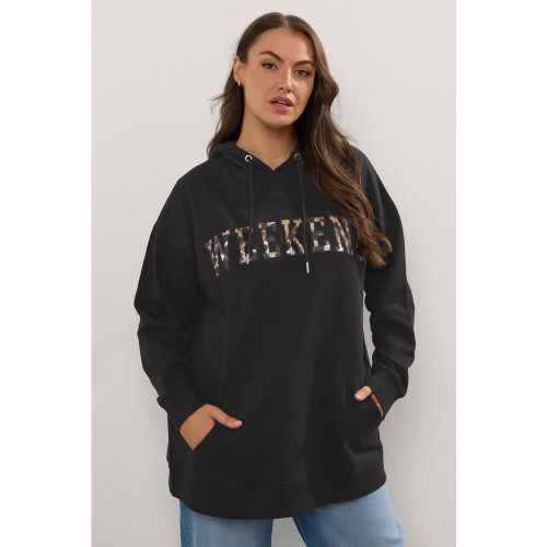 Sweat À Capuche Noir Imprimé Léopard « Weekend » Size 48 - Yours - Modalova