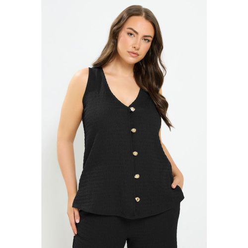 Gilet Noir Texturé À Boutons Size 42 - Yours - Modalova