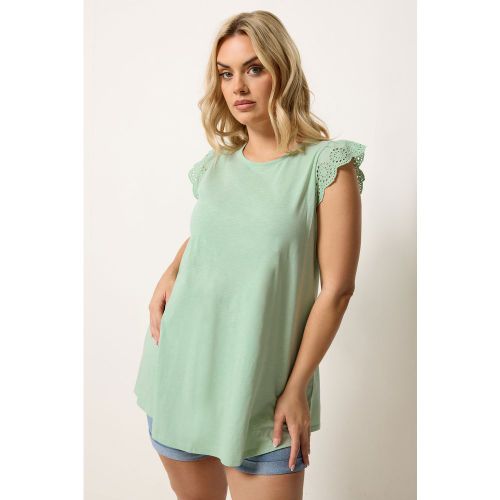 Débardeur Vert Menthe En Broderie Anglaise À Volants Size 58-60 - Yours - Modalova