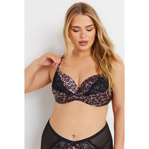 Soutiengorge Rose Léopard Dentelle Satiné Size 110D - Yours - Modalova