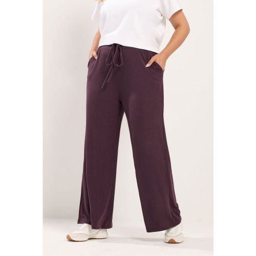 Pantalon Côtelé Violet À Enfiler Size Short > 50-52 - Yours - Modalova