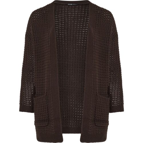 Cardigan En Maille Gaufrée Marron Chocolat Size 46-48 - Yours - Modalova